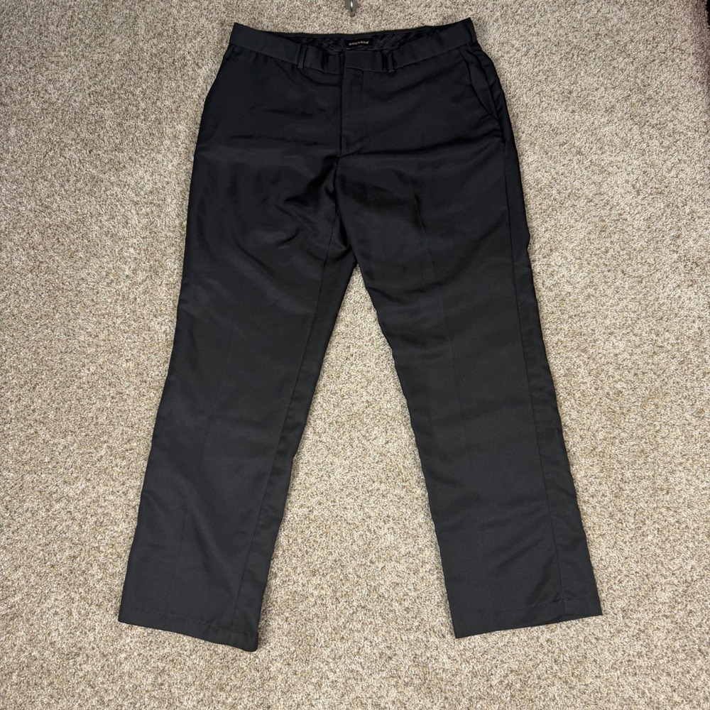 Dockers Mens Dress Pants Black 34x30 Polyester Straight Leg Flat Front